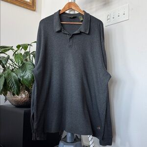 Orvis Signature Collection Polo Long Sleeve sweater Top Sz 2XL Gray Pima Cotton